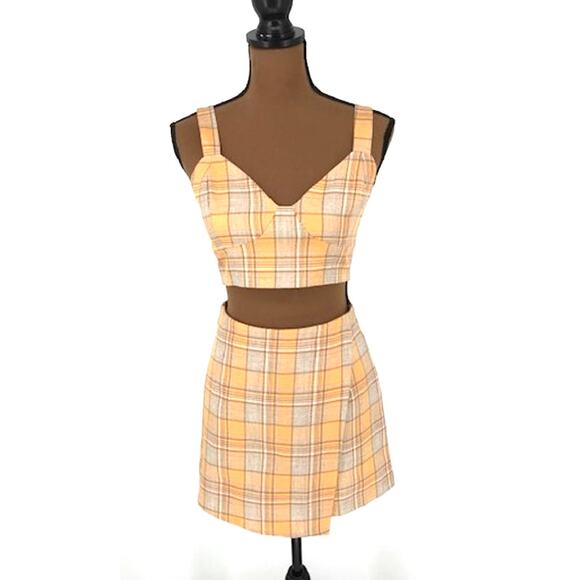 Lulus Gingham Retro Two-Piece Top and Skort Set – Size Small NWT - Picture 1 of 6